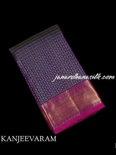 Grand Wedding Classic Checks Butta Kanjeevaram Silk Saree